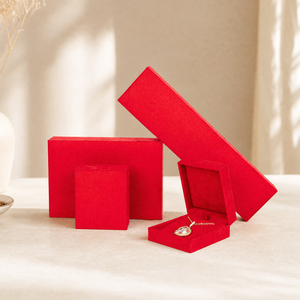 Zebopak Red Velvet Jewellery Box Set with Necklace <b>Ring</b> Pendant Bracelet <b>Storage</b> Case Gift Box for Party Factory - Product Image 1