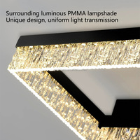 Plafonnier LED géométrique contemporain, cadre noir avec accents en acrylique, éclairage moderne de luxe encastré pour salon