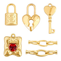 Pendentif 2025 DIY Breloques en cuivre Perle d'amour et Breloques en or motif cadenas tendance pour la création de bijoux, colliers et accessoires de bracelet, collection Amour d'été