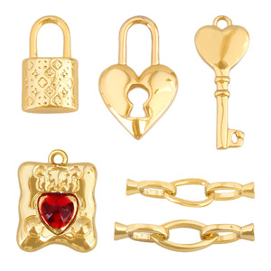 Colgante 2025 DIY: Dijes de Cobre con Perlas de <span class=keywords><strong>Amor</strong></span>, Dijes de Oro con Cierre de Moda para Fabricación de Joyas, Collares y Pulseras, Accesorios de <span class=keywords><strong>Verano</strong></span> - Product Image 1