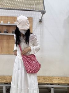 Large Capacity Lattice Striped <b>Tote</b> <b>Bag</b> Lattice Geometric Striped Cotton Floral Shopping <b>Bag</b> Shoulder <b>Bag</b> - Product Image 5