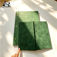 Buku Menu Kulit Keras Cetak Kustom Mewah, Folio Menu Kulit dengan Logo Embos, Sampul Menu yang Dapat Digunakan Kembali untuk Bistro
