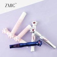 Tube d'emballage cosmétique vide en caoutchouc rose, ensemble combo avec capuchon patte de chat, flacon rond en plastique pour brillant à lèvres, eye-liner et mascara