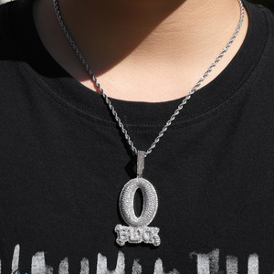 Collana con Ciondolo Personalizzato a Forma di Lettera O BLOCK, Gioielli Hip Hop alla Moda con Zirconi Cubici, per Uomo e Donna - Product Image 5