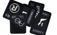 Autocollant de patch de marque de mode noire étiquette en cuir à Double clou avec pour Velcro métal pour étiquette décorative de poitrine de vêtements d'extérieur