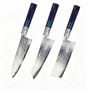 Damascus Steel Kitchen <b>Knife</b> <b>Set</b> 3-Piece Japanese Chef <b>Knife</b> <b>Set</b> with VG10 Blade Ultra <b>Sharp</b> Meat Cleaver Nakiri Vegetable - Product Image 1