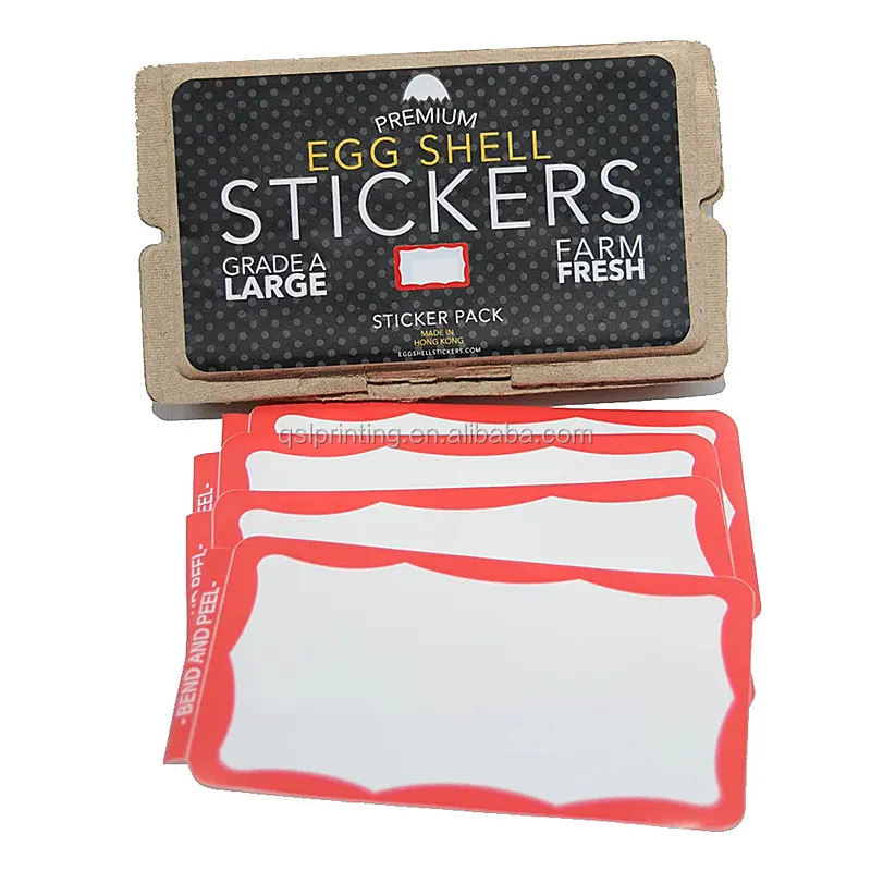 Stiker Cangkang Telur Vinil Potong Logam Kualitas Tinggi Kustom Stiker Kemasan Cangkang Telur