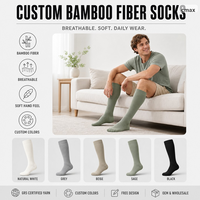 Chaussettes de compression personnalisées en fibre de bambou, respirantes, douces, pour usage quotidien, soutien OEM, vente en gros, conception gratuite, couleurs personnalisées