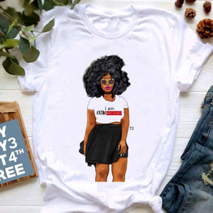 Factory Direct Summer Fashion <strong>Ladies</strong> <strong>T</strong>-<strong>Shirt</strong> Loose 'Cartoon Girl' Printed with Button Decoration Custom O-College Retro Style - Product Image 1