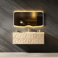 Meuble-lavabo mural intelligent Mwshi en aluminium nid d'abeille avec vasque en céramique, miroir intelligent et égouttoir en acier inoxydable – Style minimaliste