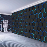 Papier peint mural géométrique stéréoscopique 3D imperméable pour bar, cuisine, hôtel, appartement