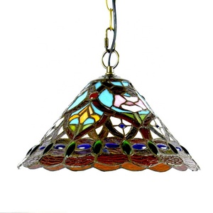 LongHuiJing 12 Inch Tiffany Style Chandelier Vintage Stained Glass Lamp Farmhouse Decor Gallery Baroque Ceiling Chandelier - Product Image 3