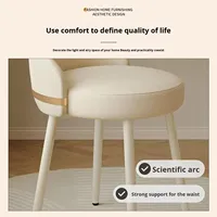 Tabouret de maquillage et chaise à ongles en métal de luxe pour chambre de filles, chaise de coiffeuse haut de gamme avec dossier