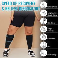 Manchon de compression respirant pour mollet large, 20-30 mmHg, avec logo personnalisé OEM, pour voyage et sport, support de jambe facile à enfiler