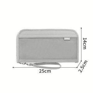 Portefeuille de voyage anti-scanner RFID avec fermeture éclair, étanche, résistant à l'usure, en tissu Oxford, avec dragonne détachable - Product Image 2