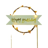 Nouvelle Guirlande LED Joyeux Anniversaire Je t'aime Doux Amour Décoration de Gâteau pour Anniversaire, Saint-Valentin, Mariage, Fête