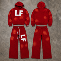 Conjunto de Sudadera con Capucha y Pantalones de Chándal Oversize Desgastados Personalizados para Hombre, de Forro Polar Térmico, Estilo Casual Urbano, Venta al por Mayor a Granel