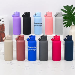 Custom Logo Modern 1L Stainless Steel Double Wall Insulated Vacuum <b>Ceramic</b> Inner Flask 500ml 1000ml Powder Coated Camping Sports - Product Image 1