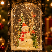 Lanterne LED à eau de Noël avec scène de bonhomme de neige en cristal scintillant pour la décoration de la maison et les cadeaux