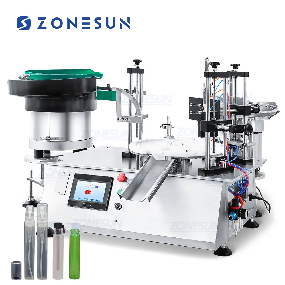 ZONESUN, bomba peristáltica de mesa automática, tubo de vidrio de Perfume, vial de muestra, tapa de llenado de botellas, máquina taponadora de presión