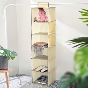 Factory <b>6</b>-Shelf Multi-Bin Fabric Storage Bags Foldable Hanging Rack Shirt Organizer Wardrobe Storage Without <b>Drawer</b> - Product Image 5
