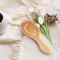 Brosse à cheveux en bois de bambou naturel écologique, démêlante, avec poils de sanglier, avec logo personnalisé pour femmes