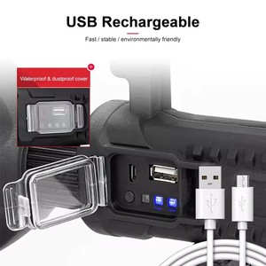 New High Power <strong>Flashlight</strong> LED Portable Mountable <strong>Bracket</strong> Handheld Searchlight USB Rechargeable Spotlight Waterproof Torch Light - Product Image 4