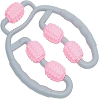 ZYFIT Fitness Masseur de jambes à 5 roues en PP+EVA de 45 cm avec fonction musicale, durable, pour la relaxation musculaire et le modelage des mollets, rose/violet