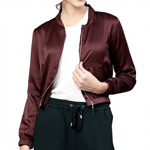 High Quality Plus Size Women’s Satin Jacket – <b>Lightweight</b> Stylish Full Satin Outerwear Casual Fashion Zip Up Jacket Wholesale - Product Image 1