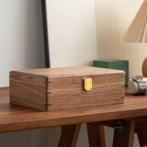 Bán buôn rắn Walnut gỗ hộp đồ trang sức thanh lịch lửng đồ trang sức bằng gỗ lưu trữ với khóa - Product Image 5