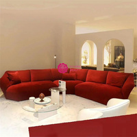 Canapé modulaire vintage de luxe italien Yicheng Beauty, tissu en velours côtelé rouge, ensemble de canapés pour salon à vendre