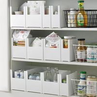 Boîte de rangement rectangulaire grande capacité en PP de qualité alimentaire, design compartimenté, pour organisation de collations et d'assaisonnements dans l'armoire de cuisine ou sur l'étagère