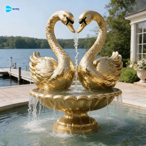 Romantik Büyük Ölçekli Modern Soyut Sanat Dev Bronz Kuğu Kalp Heykeli Çeşmesi Dış Mekan Dekorasyonu İçin - Product Image 4