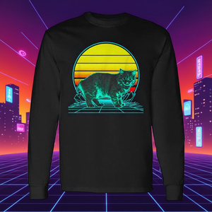 Maglietta a maniche lunghe Retro Manx Cat Vaporwave - Product Image 3