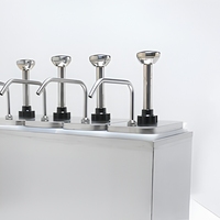 Distributeur de condiments en acier inoxydable à 4 pompes, distributeur de comptoir à 4 compartiments pour buffet, cafétéria