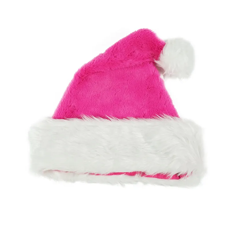 قبعة رأس السنة الجديدة السعيدة عالية الجودة, قبعة رأس السنة السميكة المخملية السميكة باللون الأحمر والأبيض في عيد الميلاد