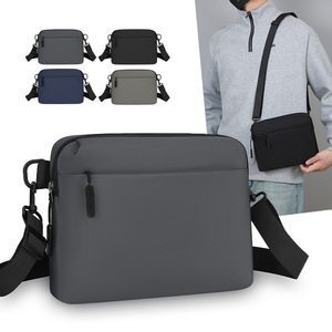 Men's Crossbody Bag Nylon 7 Inch Solid Color Casual Shoulder Bag For Everyday Use - Product Image 5