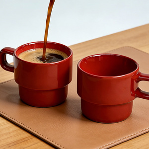 Ceramic <b>Mug</b> 250-300ml <b>Stackable</b> Design Microwave Safe For Coffee Tea Water Breakfast Kids Use - Product Image 2