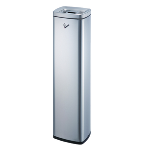 Cendrier carré en acier inoxydable argenté, poubelle haute pour cendres, idéal pour hôtels, bureaux, espaces publics extérieurs - Product Image 1