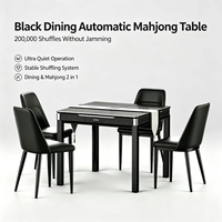 Table de Mahjong Automatique Noire 2-en-1 avec Couvercle de Table en Verre Ultra Silencieuse et Anti-Bloquage pour le Divertissement à Domicile