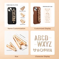 Étui de protection pour téléphone en cuir personnalisé pour iPhone 13 12 14 15 Pro Max 15 Plus, avec lettres personnalisées