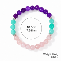 Bracelet perlé Go2boho avec perles rondes en pierre naturelle violette, aqua et rose, bijoux bohèmes unisexes, cadeau