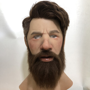Máscara de Silicona Realista de Cabeza Completa con Cabello y Barba Injertados, para <span class=keywords><strong>Hombre</strong></span> Joven, <span class=keywords><strong>Disfraz</strong></span> de Cosplay, Accesorios de <span class=keywords><strong>Disfraz</strong></span> - Product Image 1