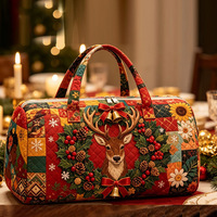 Sac fourre-tout en polyester imprimé en 3D sur le thème de Noël avec motif géométrique, sac de voyage pliable de grande capacité pour la gym