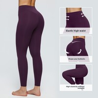 Pantalon de yoga taille haute en Spandex/Nylon brossé, effet seconde peau, uni, longueur mollet, pour femme, extensible, séchage rapide, coupe ajustée