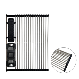 Portable pliable 304 en acier inoxydable polyvalent enrouler égouttoir à vaisselle étendoir au-dessus de l'évier évier de cuisine étendoir à vaisselle - Product Image 6