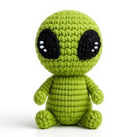 Poupée amigurumi alien en crochet, faite main, jouet en peluche positif avec citation inspirante, idéale pour les cadeaux encourageants