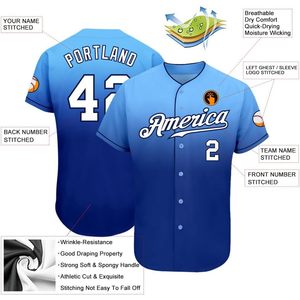 Maillot de baseball personnalisé à dégradé, uniforme de sport entièrement boutonné, unisexe, adulte, anti-humidité, tailles S-7XL - Product Image 3