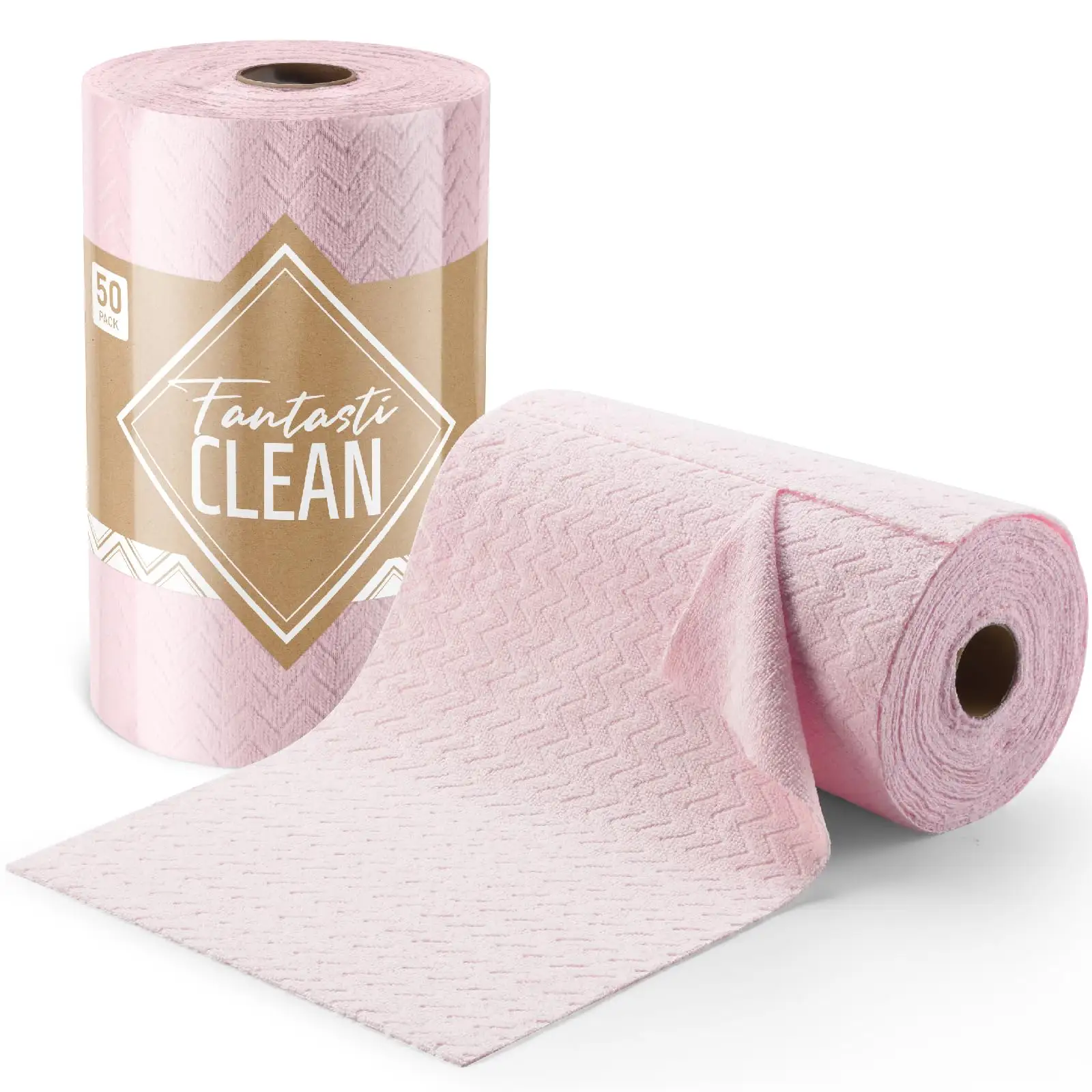 FantastiCLEAN 50 Pack 200gsm Tear Away Towels Microfiber Cleaning Cloth Roll, Reusable and Washable Cloths, for Car, House