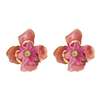 Boucles d'oreilles clous vintage 3D fleur de camélia pour femme, émail coloré, grandes boucles d'oreilles florales tendance, bijoux de mode en gros